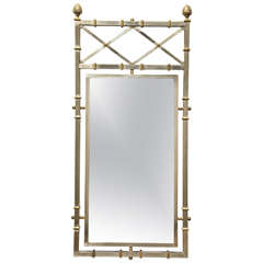 Maison Jansen Steel and Brass Neoclassical Mirror