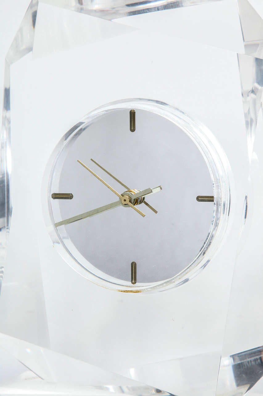 1980s Lucite Desk Clock by G.J. Fedden at 1stDibs | lucite clock
