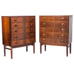 Pair of Small Rosewood Bow Fronted Chests