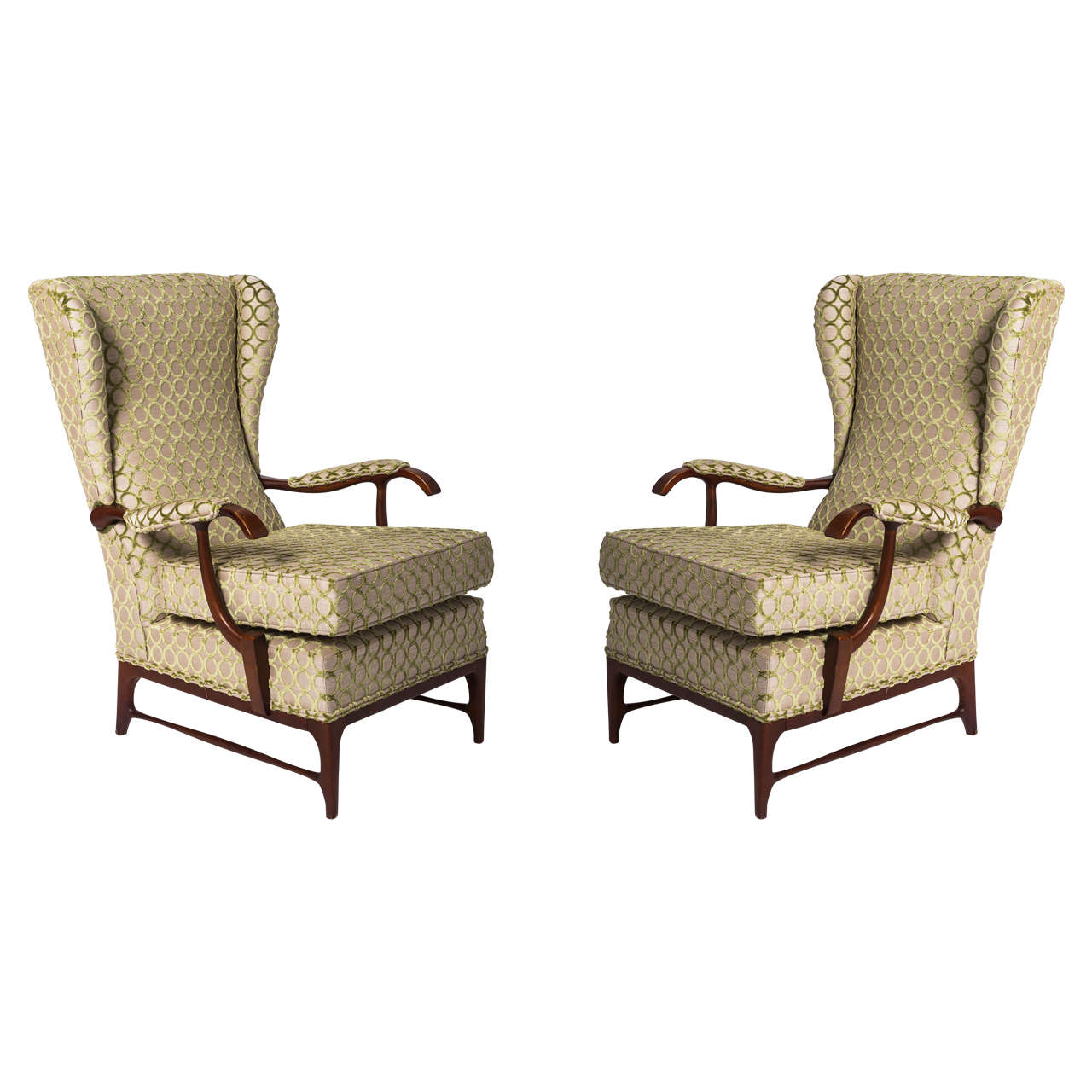 Paolo Buffa attributed pair of beech wood armchairs, Italy circa 1940