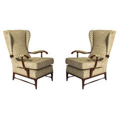 Paolo Buffa attributed pair of beech wood armchairs, Italy circa 1940