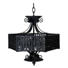 Antique Ornamental Black Iron Pendant