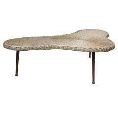 Unique Vintage Rattan Coffee Table