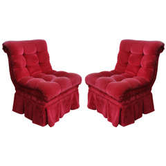 Hollywood Regency Style Red Slipper Chairs by Cox Manufacturing