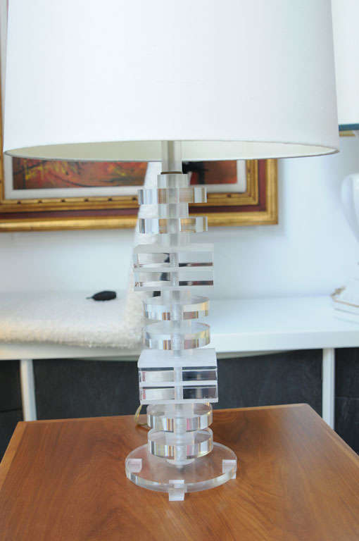 stacked lucite lamp