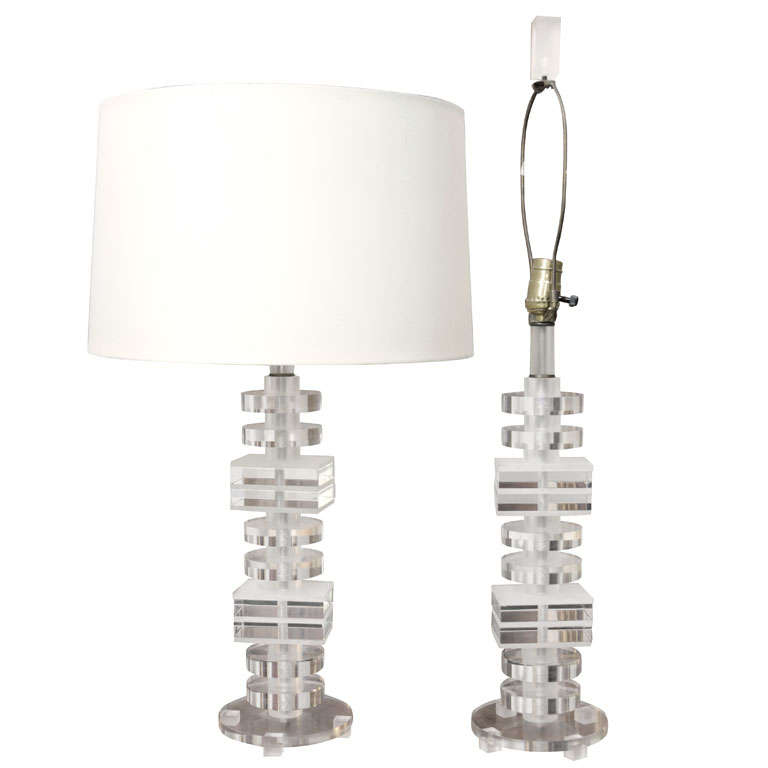 Stacked Lucite Table Lamp For Sale at 1stDibs
