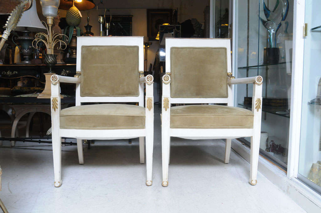 French Pair of Neoclassical Armchairs