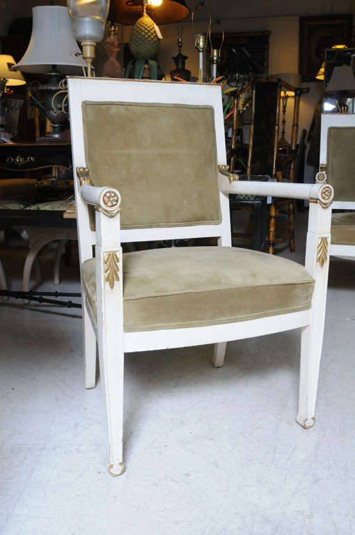 Gilt Pair of Neoclassical Armchairs