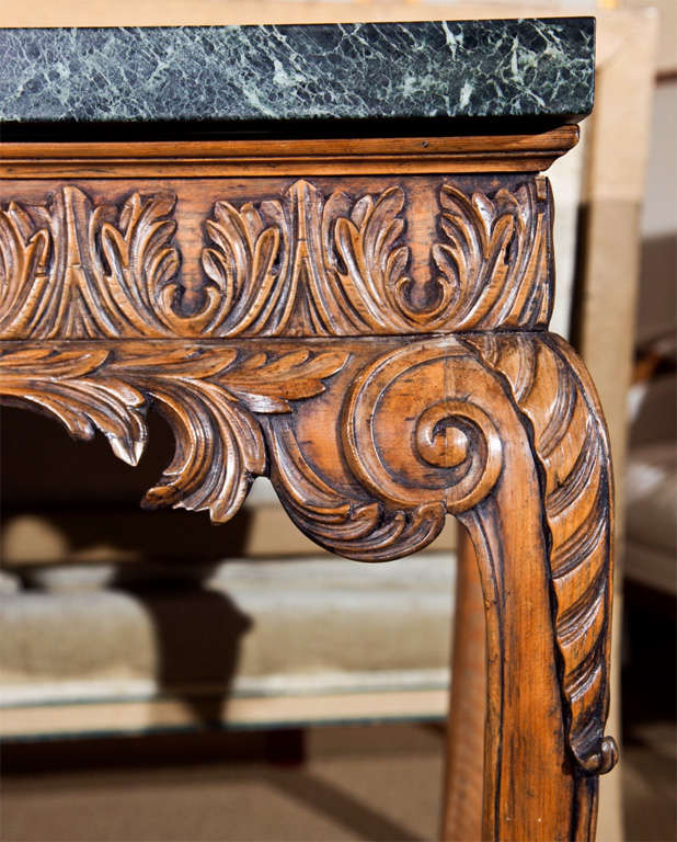 18th Century Carved Lime Wood Console with Marble Top For Sale