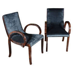 Pair of French 1930
s style chairs in Macassar Ebony