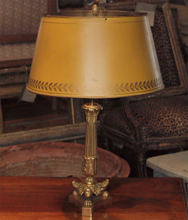 Pair of Bouillotte Lamps with Tole Shades