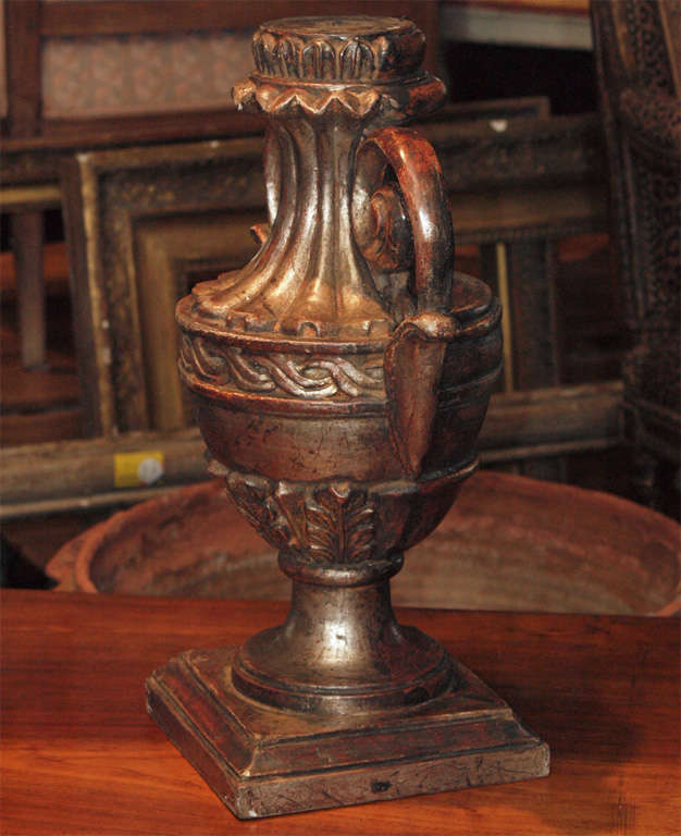 Pair of Silver Leaf Wood Finials/Lamps For Sale 2