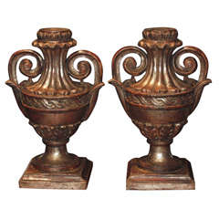 Pair of Silver Leaf Wood Finials/Lamps