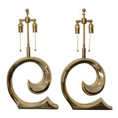 Pair Of Brass Lamps By Pierre Cardin