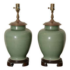 Vintage Pair Of Large Oriental Ceramic Lamps