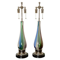 Pair Of Murano Glass Lamps