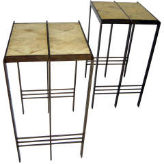 Parchment and Bronze Occasional Tables after Jean-Michel Frank