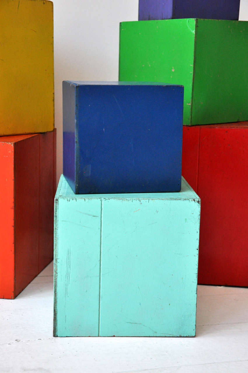 Multi-Colored Amish Stacked Blocks In Good Condition In Phoenix, AZ