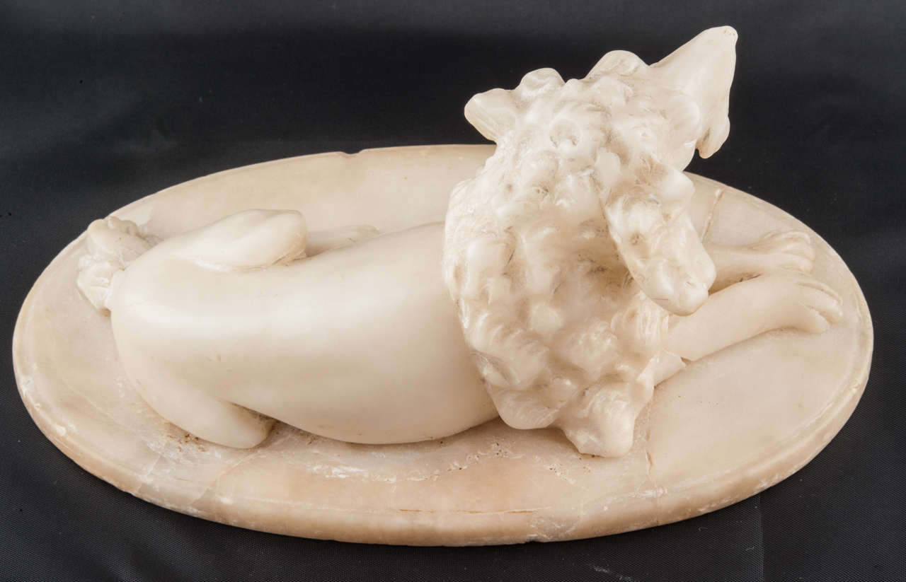 Carved Alabaster Carving of A Dog For Sale