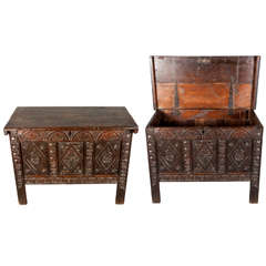 17c well carved oak coffer