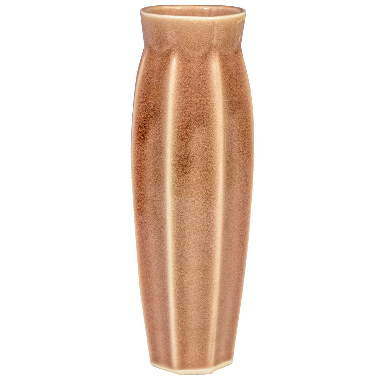 Mid Century Japanese Beige Ceramic Vase For Sale