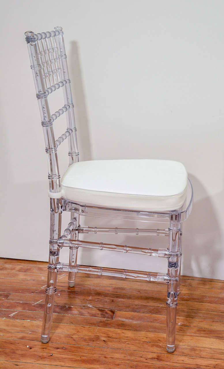 Mid-Century Modern Set of Eight Vintage Acrylic Chairs with Bamboo Motif