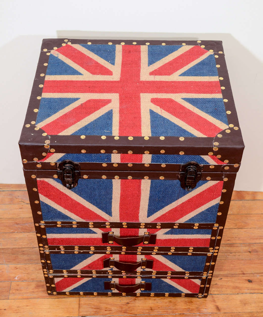British Mid Century Pair of Union Jack Trunk Form Chests