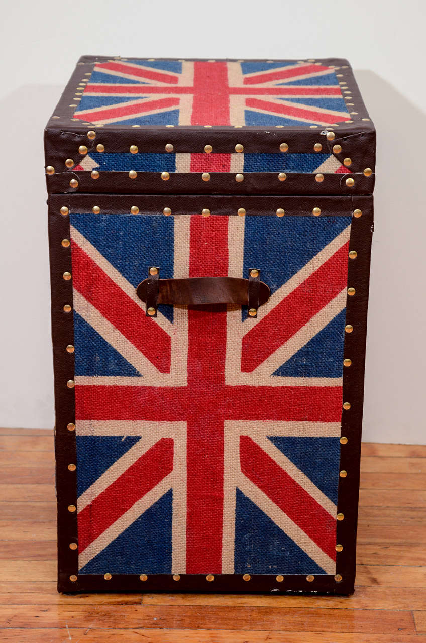 20th Century Mid Century Pair of Union Jack Trunk Form Chests