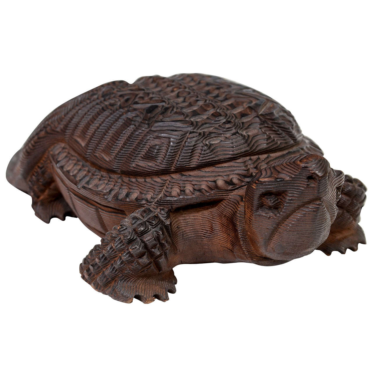 Japanese Meiji Period Carved Large Turtle Okimono For Sale