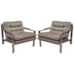 Mid Century Pair of Cy Mann Lounge Chairs in Grey