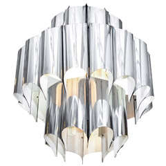 Mid Century Sonneman Folded Chrome Sculptural Chandelier