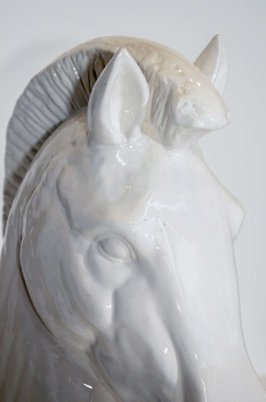 Mid-Century Modern Mid Century White Ceramic Horse Head Sculpture