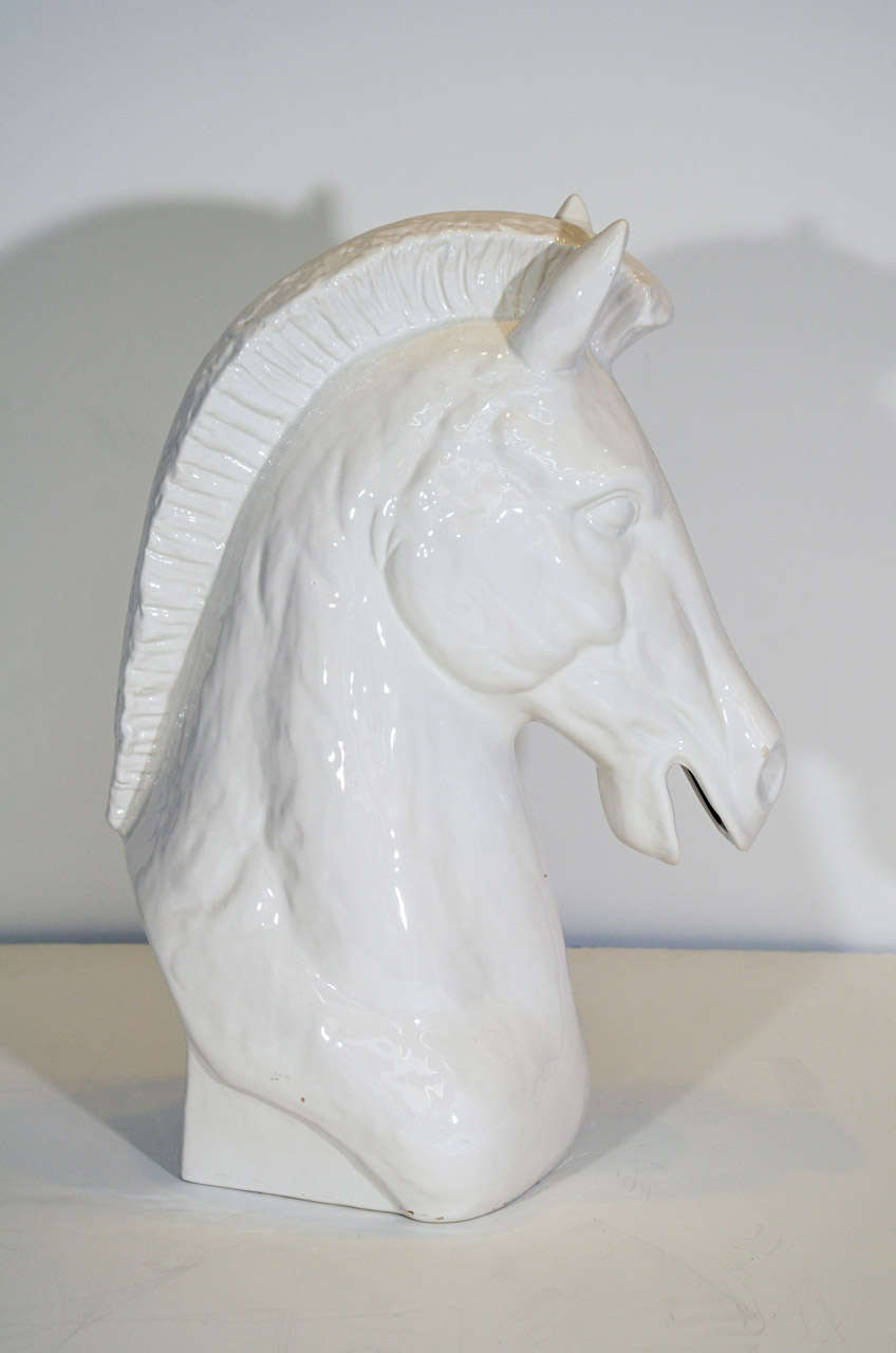 American Mid Century White Ceramic Horse Head Sculpture