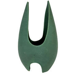 Mid Century Japanese Green Ceramic Vase