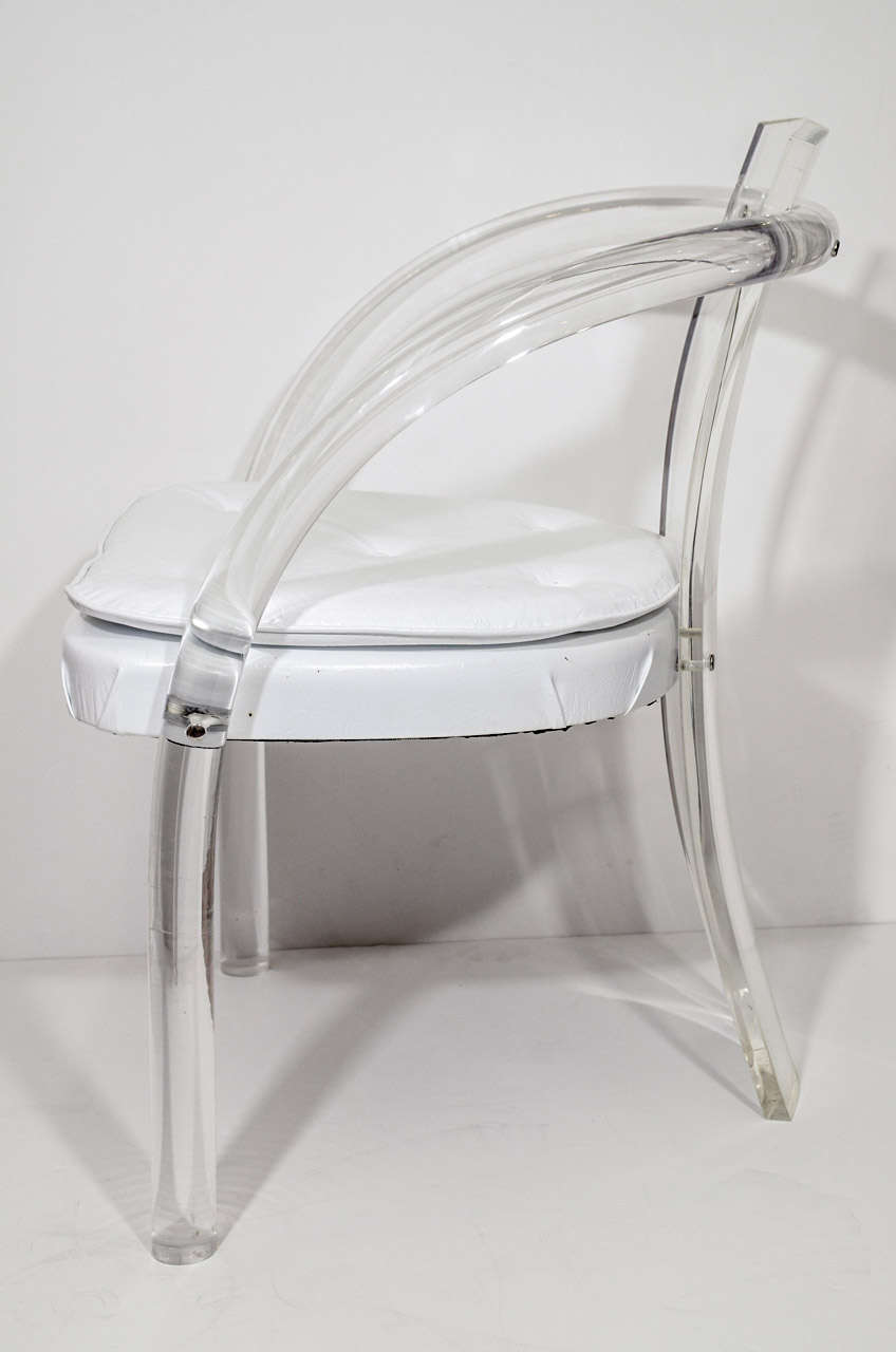Mid-Century Modern Mid Century Pair of Lucite and Vinyl Chairs Attributed to Charles Hollis Jones