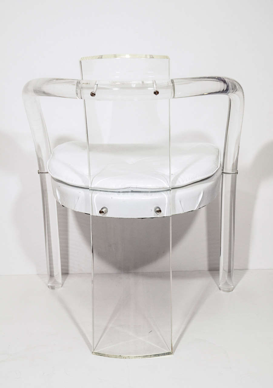 American Mid Century Pair of Lucite and Vinyl Chairs Attributed to Charles Hollis Jones