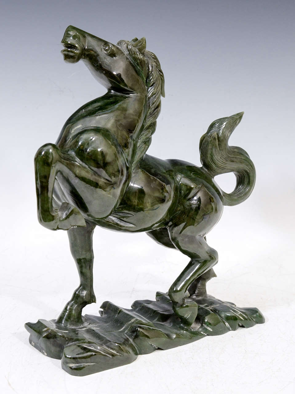Chinese Spinach Jade Horse Sculpture For Sale at 1stDibs jade