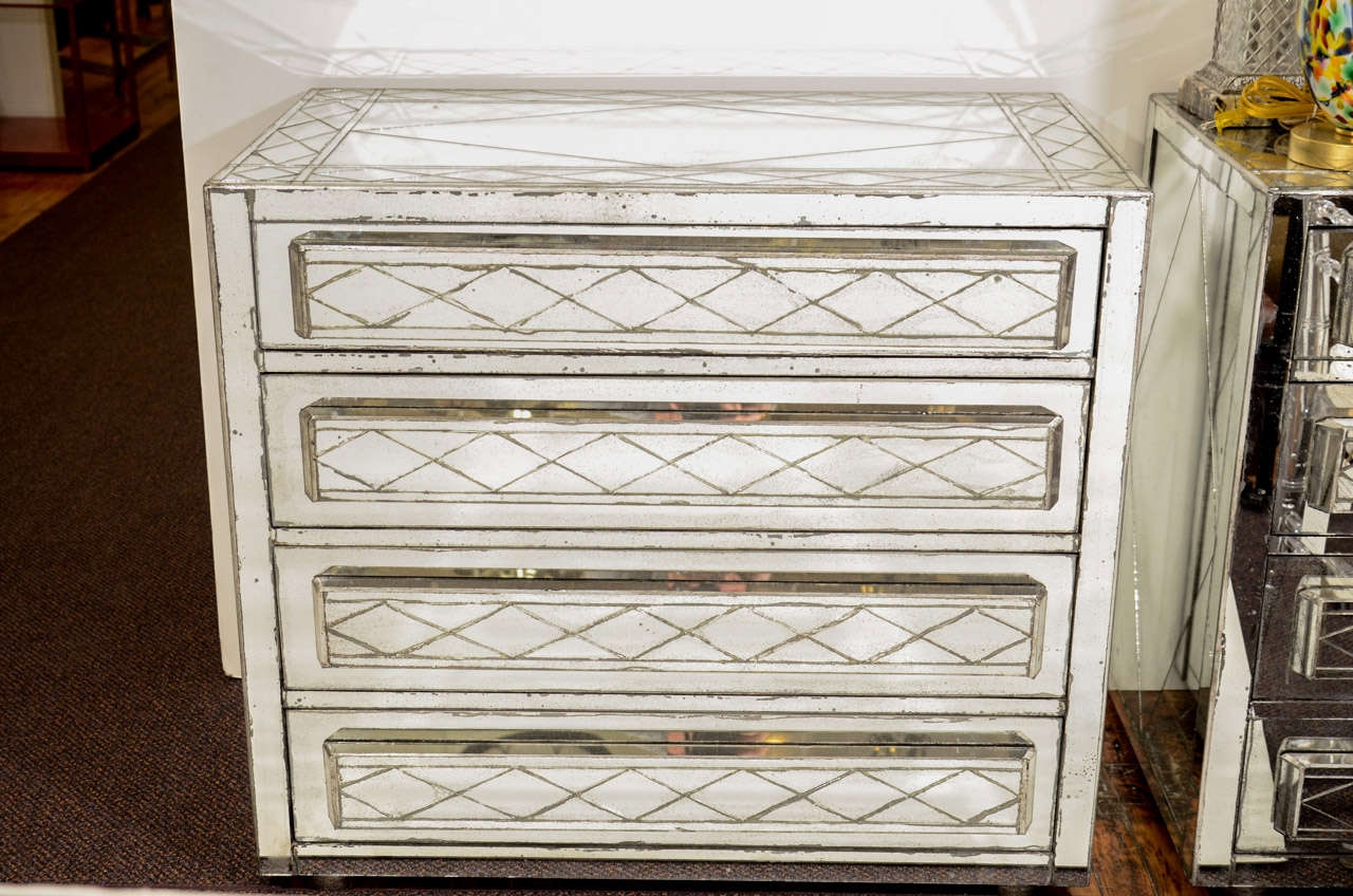Mid Century Pair of Mirrored 4Drawer Bachelor Chests at 1stDibs