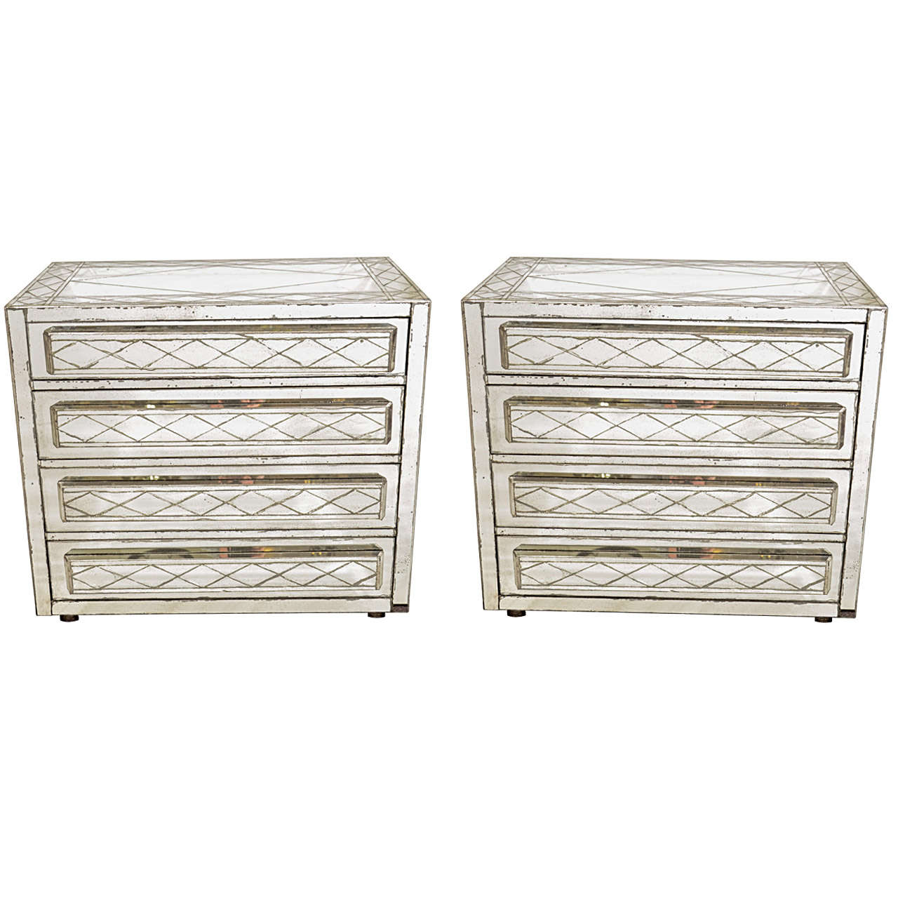 Mid Century Pair of Mirrored 4Drawer Bachelor Chests at 1stDibs