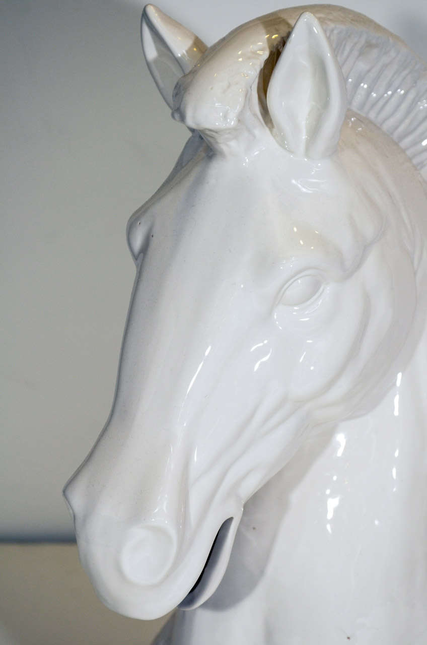 Mid Century White Ceramic Horse Head Sculpture at 1stDibs white horse