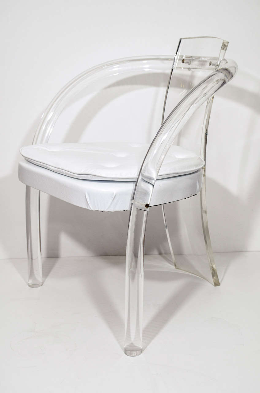 Mid Century Pair of Lucite and Vinyl Chairs Attributed to Charles