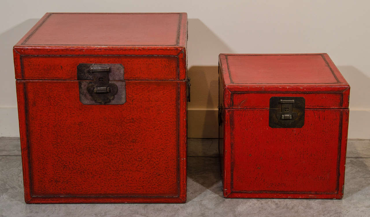 Chinese Antique Leather Boxes
