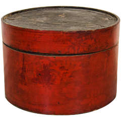 Chinese Red Lacquer Hat Box