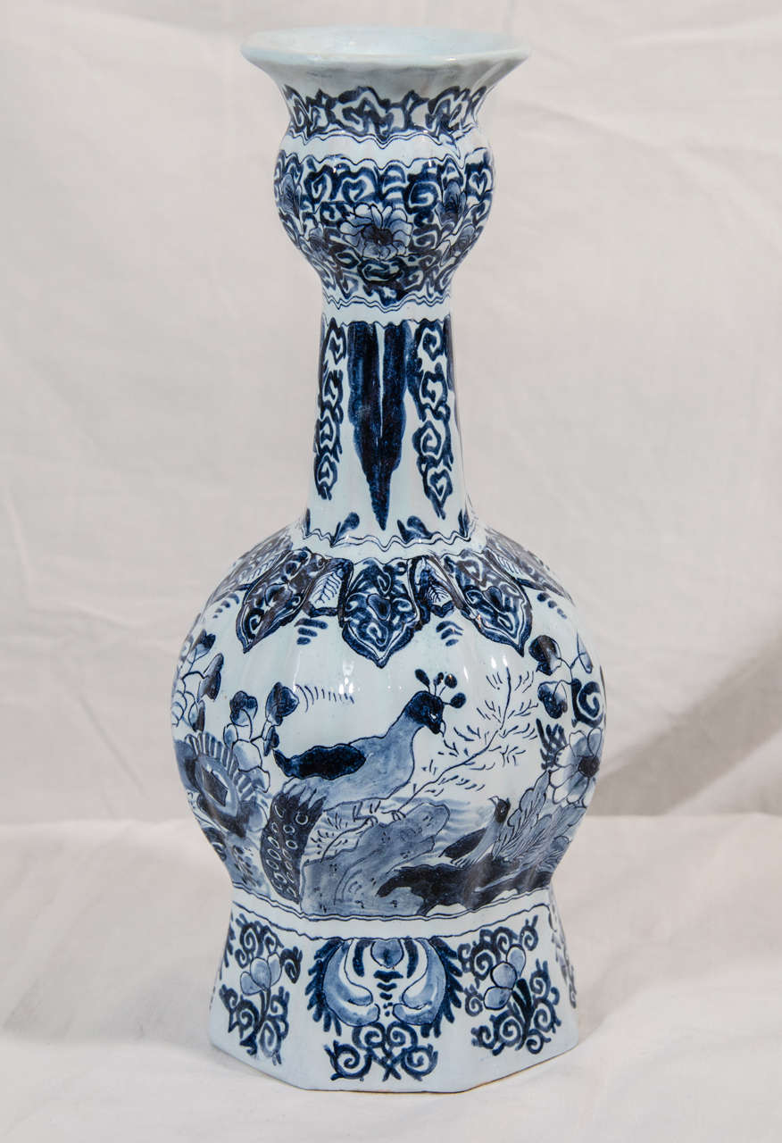 Pair of Small 17th Century Blue and White Delft Vases