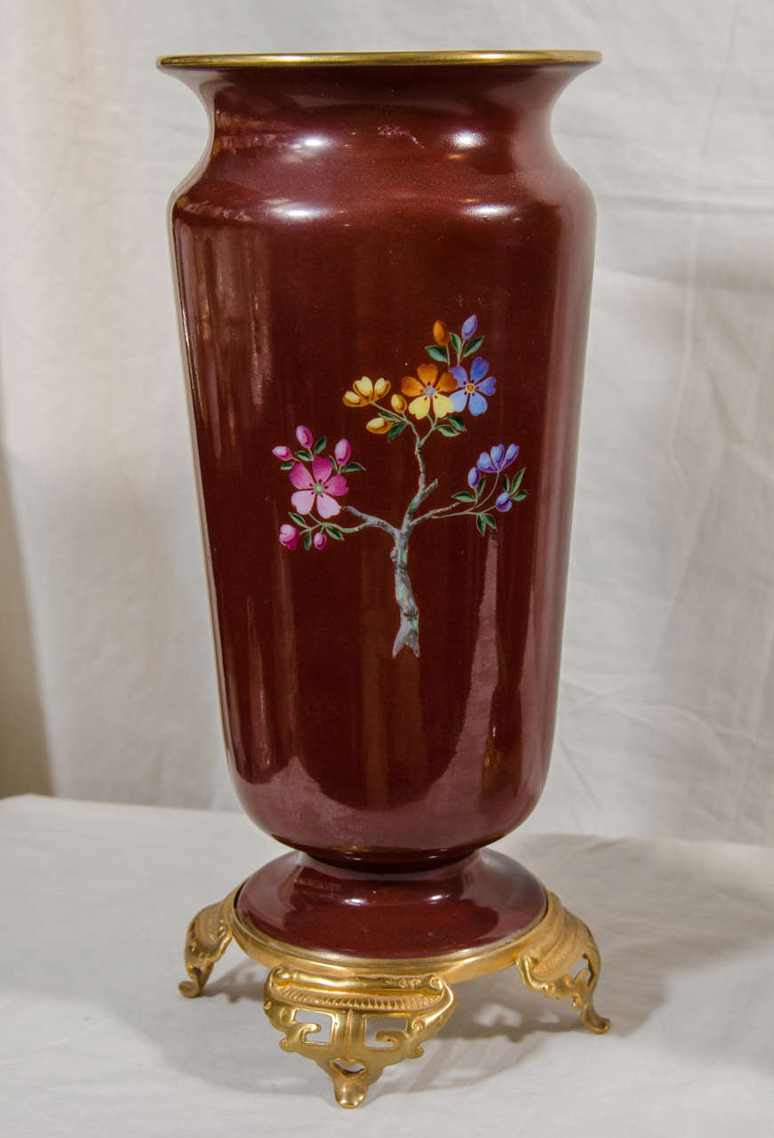 Antique Pair Red Opaline Vases
