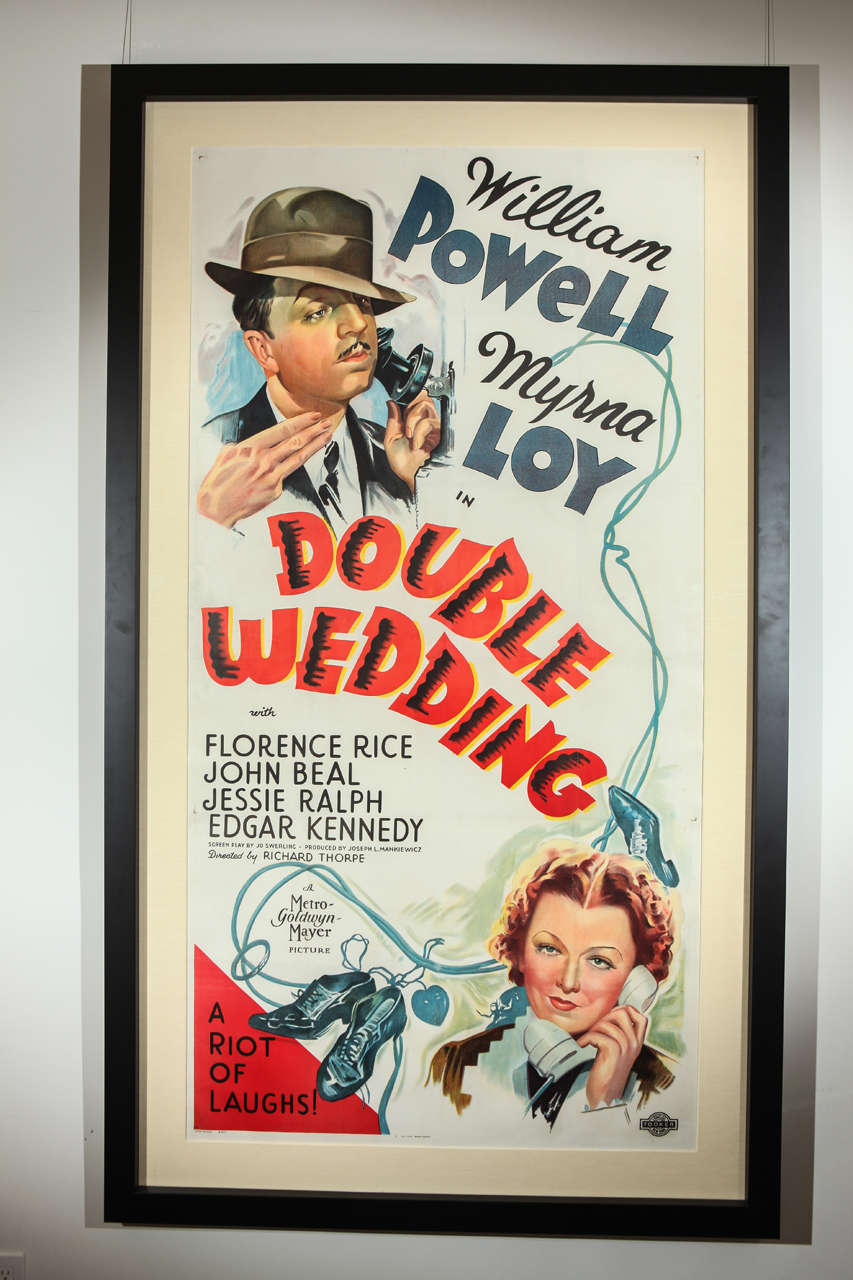 Vintage Three Sheet Poster for Double Wedding, 1937, Framed and Matted