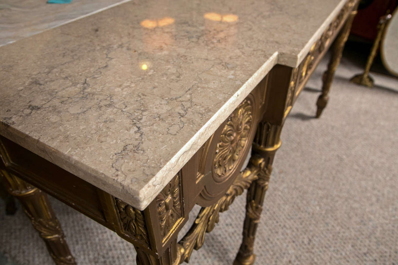 Louis XVI Style Marble Top Giltwood Console 1