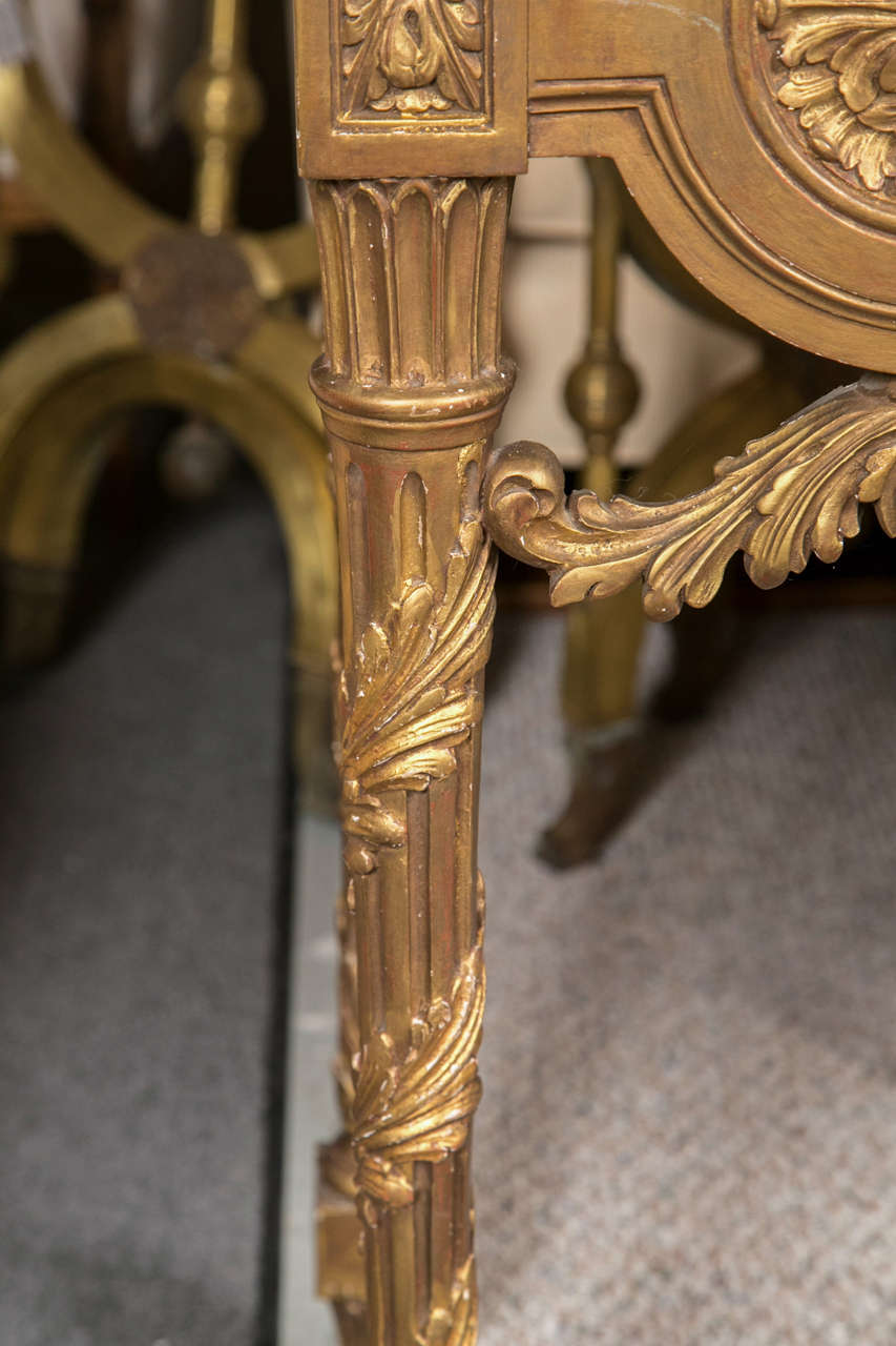 Louis XVI Style Marble Top Giltwood Console In Good Condition In Stamford, CT