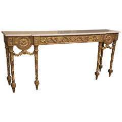 Louis XVI Style Marble Top Giltwood Console