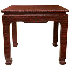 Harrison Van Horn Red  Lacquered Rattan Games Table